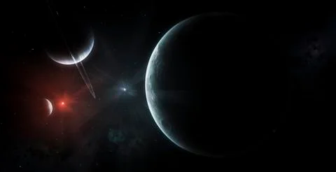 Artist's concept of a binary star system. Stock Illustration