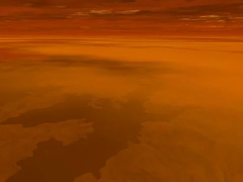 Artist's concept of the surface of Saturn's moon Titan. Ilustração Stock