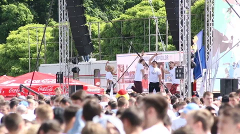 Artists dancing in front of a crowd. Editorial only 스톡 동영상 63503125