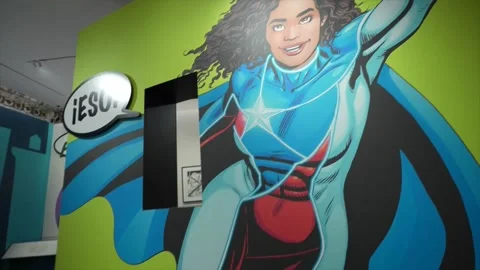 Artists denounce problems and talk about Puerto Rico in comic exhibition in New  Stock Footage 319028635