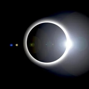 An artist's depiction of a solar eclipse. Stock Illustration