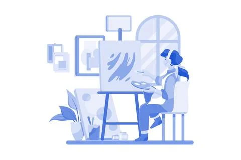 Artists express creativity through visuals. Stock Illustration