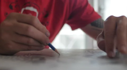 Artists hands drawing on paper Stock Footage 51722897