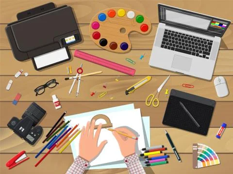 Artists or designer workplace. 스톡 일러스트