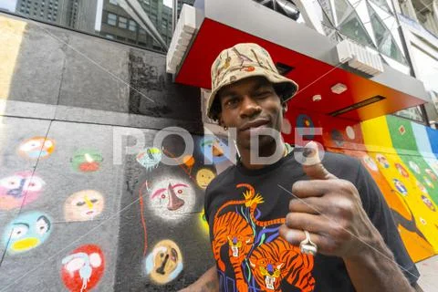 Artists paint murals to protest George Floyd's murder Stock Photos