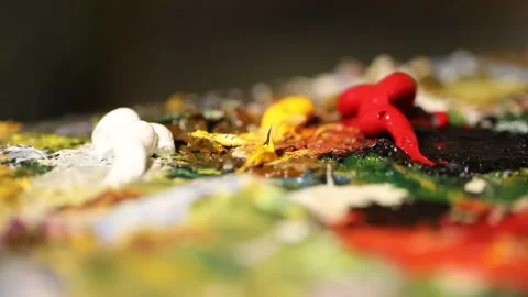 Artist's paints close-up 3 Stock Footage 327025259