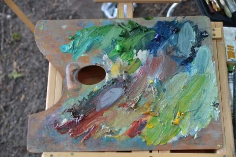 The artist's palette is ready for creative work Stock Photos