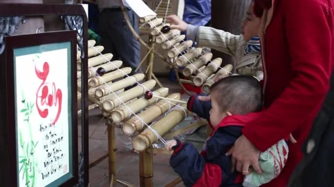 Artists professional flute. make bamboo flute Stock Footage 47456416