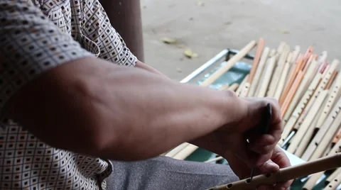 Artists professional flute. make bamboo flute Stock Footage 47456971
