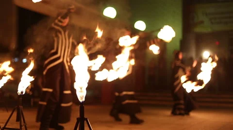 Artists show presentation with fire Stock Footage 49047022