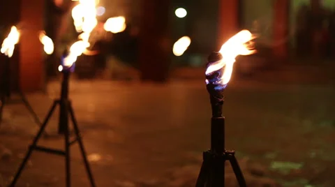Artists show presentation with fire Stock Footage 49047104