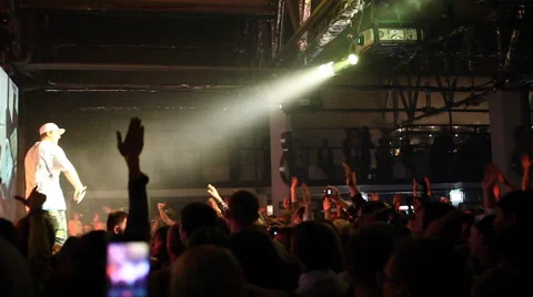Artists on stage the crowd waving his arms kind of crowd Stock Footage 44218758