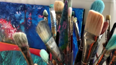 Artist's studio interior tracking shot Stock Footage 270747203