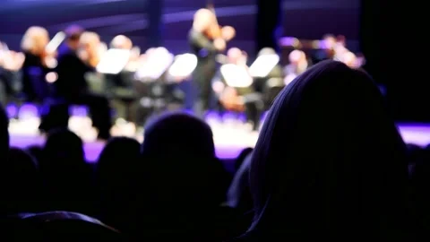Artists of the symphony orchestra on stage. Selective focus Vidéo 204154480