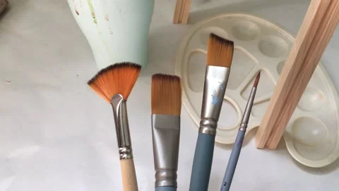 Artists' Tools paint brushes Stock Footage 155832907