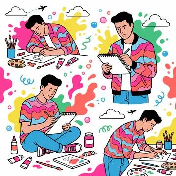 Artists at Work Stock Illustration