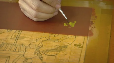 The artist's work in the studio closeup. Cambodia Stock Footage 67357674