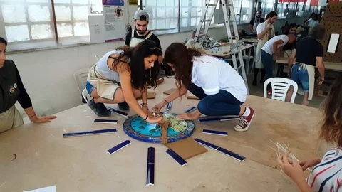 Artists working in an atelier during the 12th International Eskisehir Terra Stock Footage 104032052