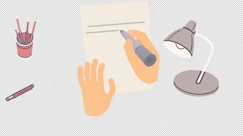 An artist's workstation with the ability to draw with hands. Artist animation Stock Footage 345021285