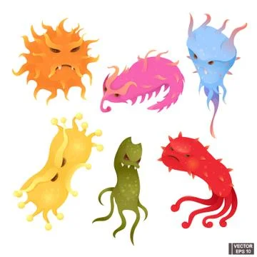 ?artoon bacteria character. Stock Illustration