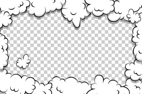 Artoon puff cloud template on transparent background Stock Illustration