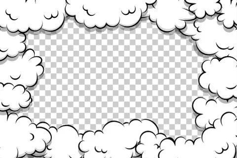 Artoon puff cloud template on transparent background Stock Illustration