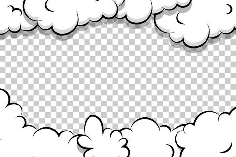 Artoon puff cloud template on transparent background Stock Illustration