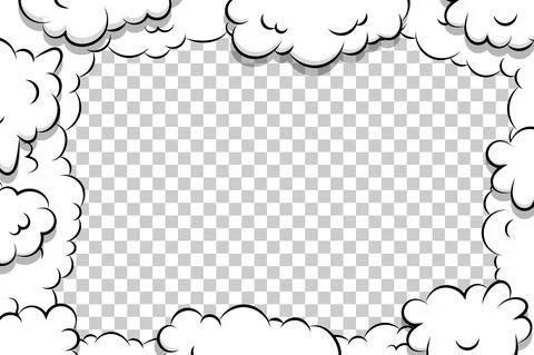 Artoon puff cloud template on transparent background Stock Illustration