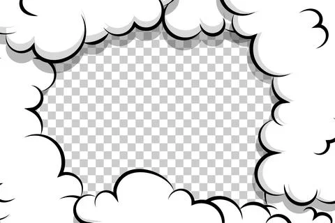 Artoon puff cloud template on transparent background Stock Illustration