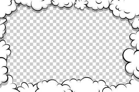 Artoon puff cloud template on transparent background Stock Illustration