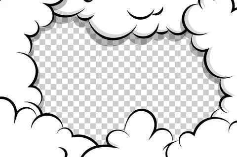 Artoon puff cloud template on transparent background Stock Illustration