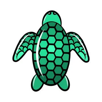 ?artoon turtle icon isolated vector sticker, ocean animal, flat colorful grap Stock Illustration