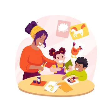 Arts and crafts class isolated cartoon vector illustration. Illustrazione stock