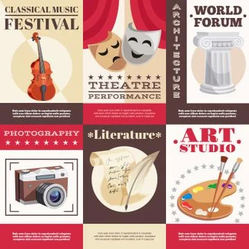 Arts Posters Set Stock Illustration