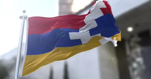 Artsakh flag waving-seamless-loop-4k-60fps Stock Footage 343911074