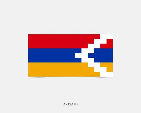 Artsakh Rectangle flag icon with shadow. Stock Illustration