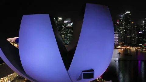 ArtScience Museum and financial district at Singapore. Stock Footage 147000844