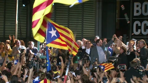 Artur Mas Celebrating Victory in Catalan Elections Stock Footage 55583653
