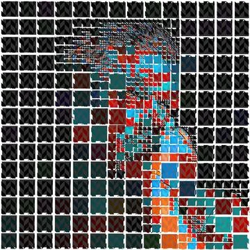 Artwork of abstract composition made with geometrical shapes and elements Stock Illustration