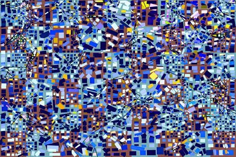 Artwork of abstract composition made with geometrical shapes and elements Illustrazione stock