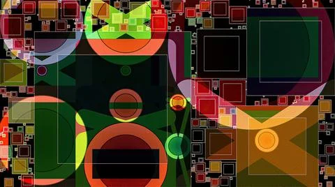 Artwork of abstract composition made with geometrical shapes and elements Stock Illustration