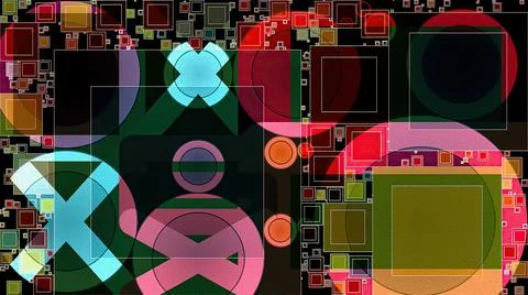 Artwork of abstract composition made with geometrical shapes and elements イラスト素材