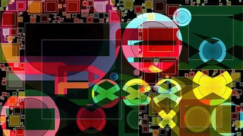 Artwork of abstract composition made with geometrical shapes and elements 스톡 일러스트