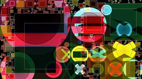 Artwork of abstract composition made with geometrical shapes and elements Stock Illustration