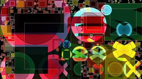 Artwork of abstract composition made with geometrical shapes and elements Stock Illustration