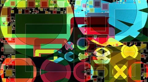 Artwork of abstract composition made with geometrical shapes and elements Stock Illustration