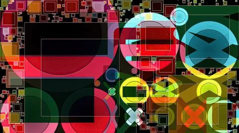 Artwork of abstract composition made with geometrical shapes and elements Illustrazione stock