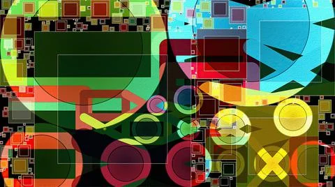 Artwork of abstract composition made with geometrical shapes and elements 스톡 일러스트