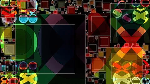 Artwork of abstract composition made with geometrical shapes and elements Stock Illustration