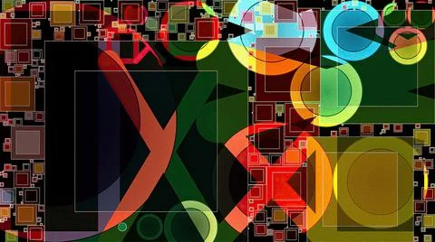 Artwork of abstract composition made with geometrical shapes and elements Stockillustratie
